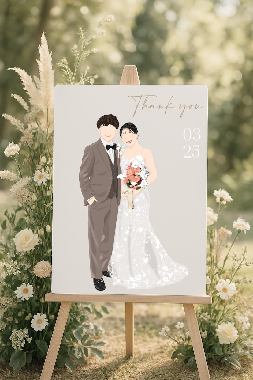結婚式ウェルカムボード| 韓国風イラスト作成します ウェルカムボード・結婚式アイテム・記念日にも イメージ6