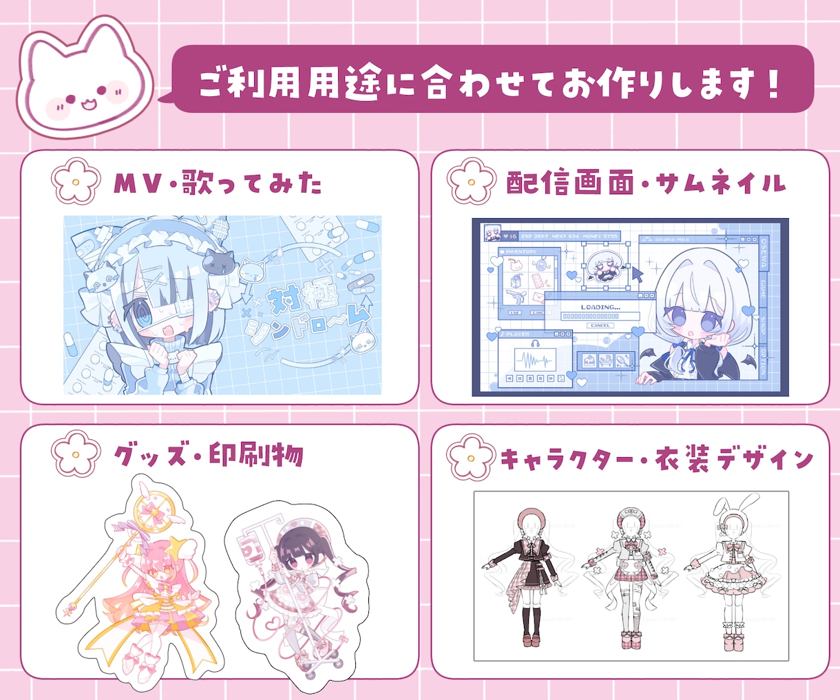 サブカルかわいい♡デフォルメイラスト制作します ♡背景デザイン／MV用イラストパーツ作成も承っております♡ イメージ2