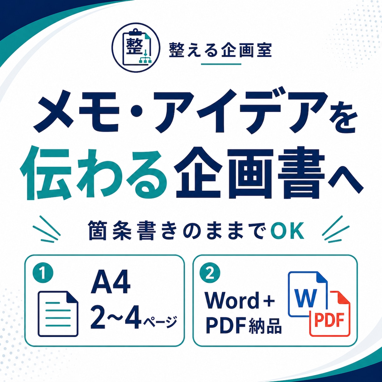 散らかったメモを企画書に整理します 箇条書きのままでOK、伝わる企画書へ整えます イメージ1