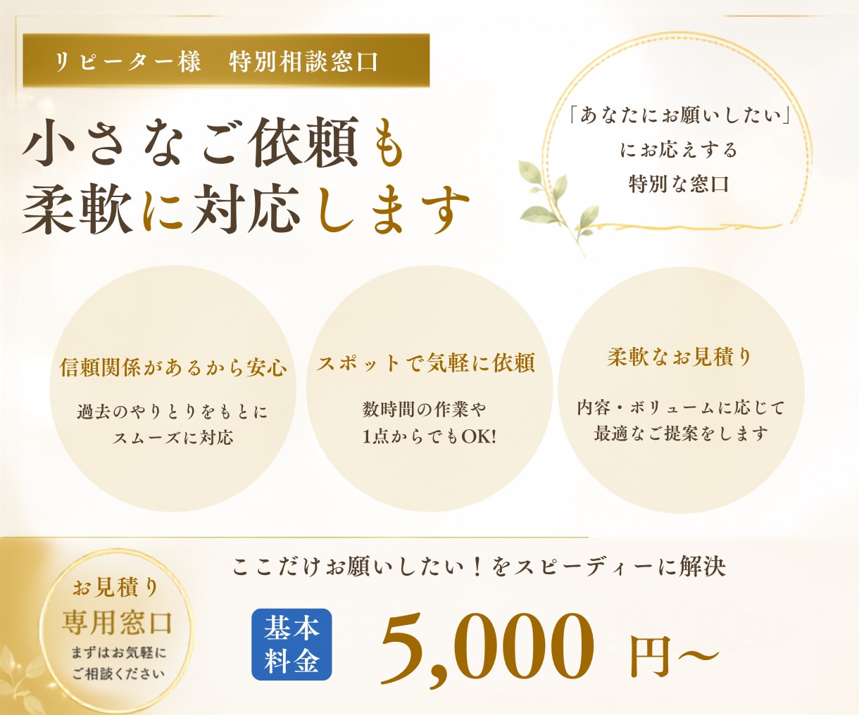お得意様専用｜オンライン秘書個別カスタマイズします 私をご指名の方へ〜小さなご依頼の特別相談窓口 イメージ1
