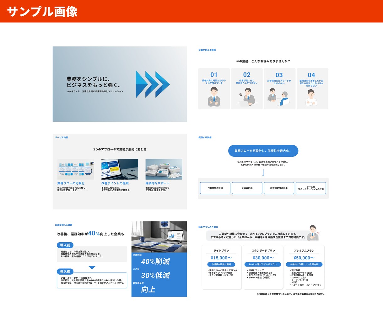 営業・プレゼン資料を構成から作成します 見やすく伝わる資料へ｜Canvaで納品後も編集可能 イメージ6