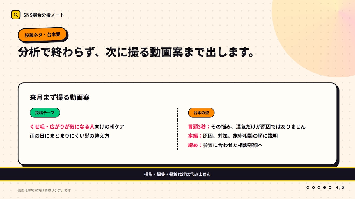 Instagram競合動画を分析します SNS提案を投稿案まで整理します イメージ4