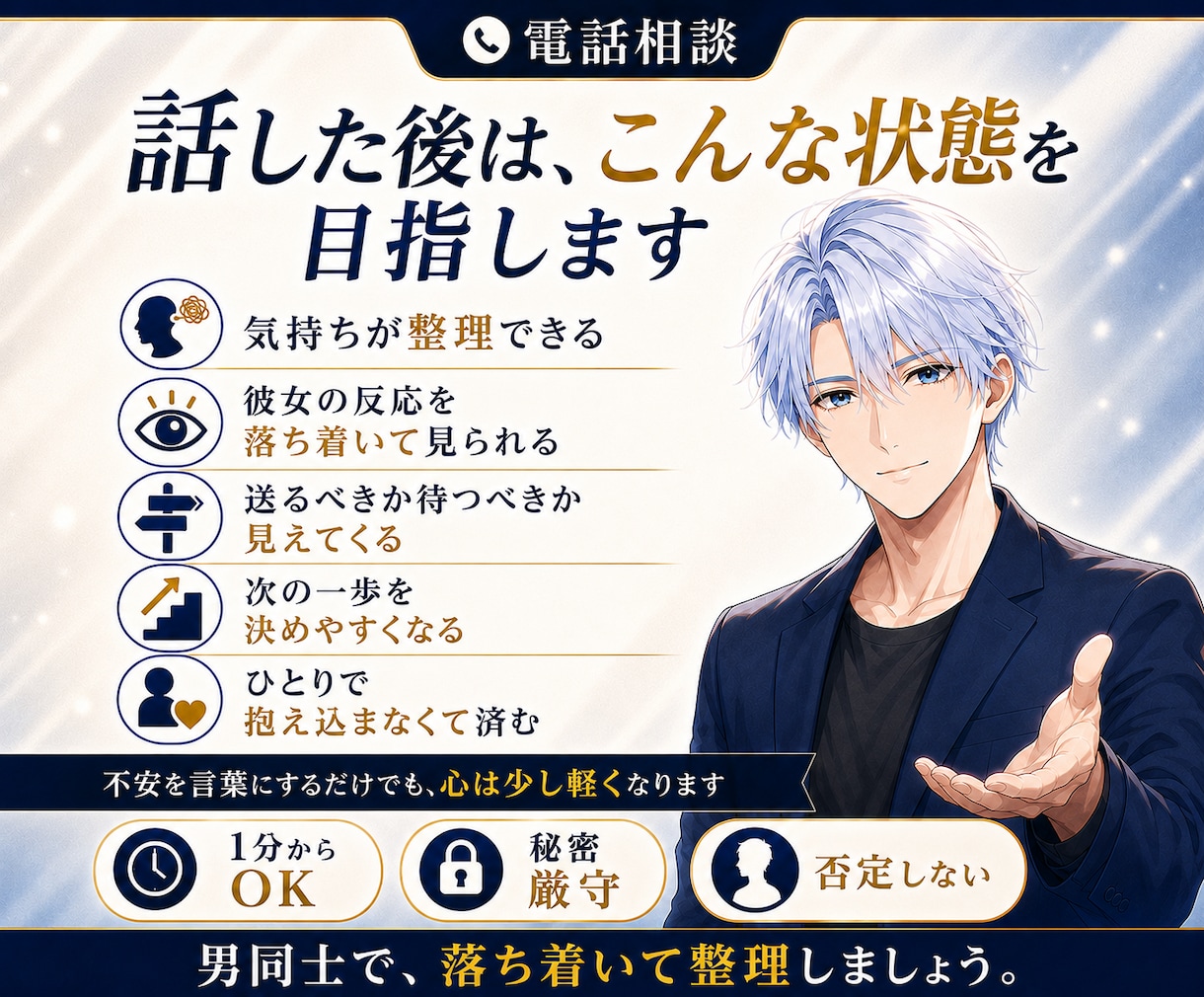 男性向け｜好きな女性への接し方を一緒に整理します LINE・誘い方・不安を男同士で気軽に相談 イメージ4