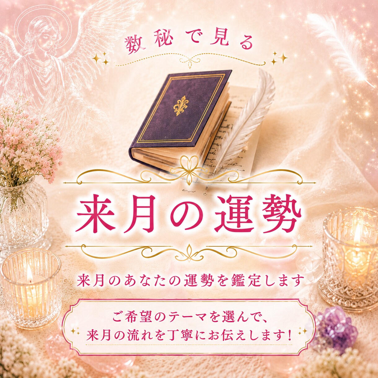 来月のあなたの運勢を鑑定します ご希望のテーマを選んで、来月の流れを丁寧にお伝えします！ イメージ1