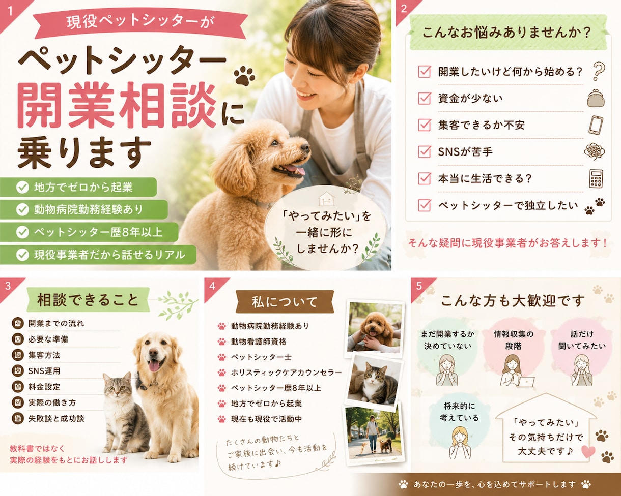 現役ペットシッターが現場目線で開業相談に乗ります 犬・猫・小動物まで対応できる開業のリアルお伝えします イメージ1