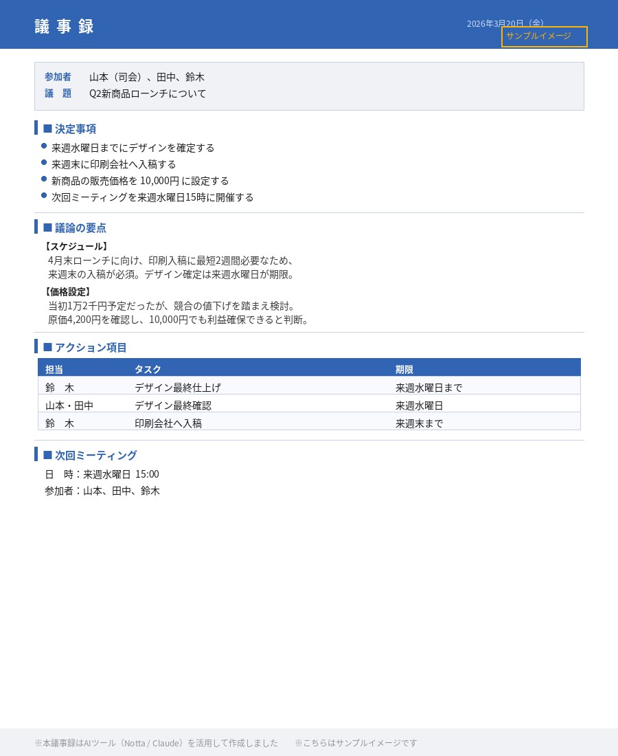 AIを活用して議事録・文字起こしを丁寧に作成します ZoomやTeamsの録音データをお送りください。 イメージ2