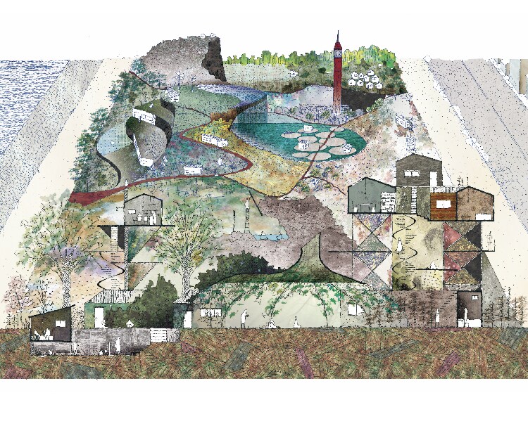 手描きで住宅・建築パースを制作します 住宅内観パースからコンペ案、鳥瞰図や断面パースも表現します。 イメージ4