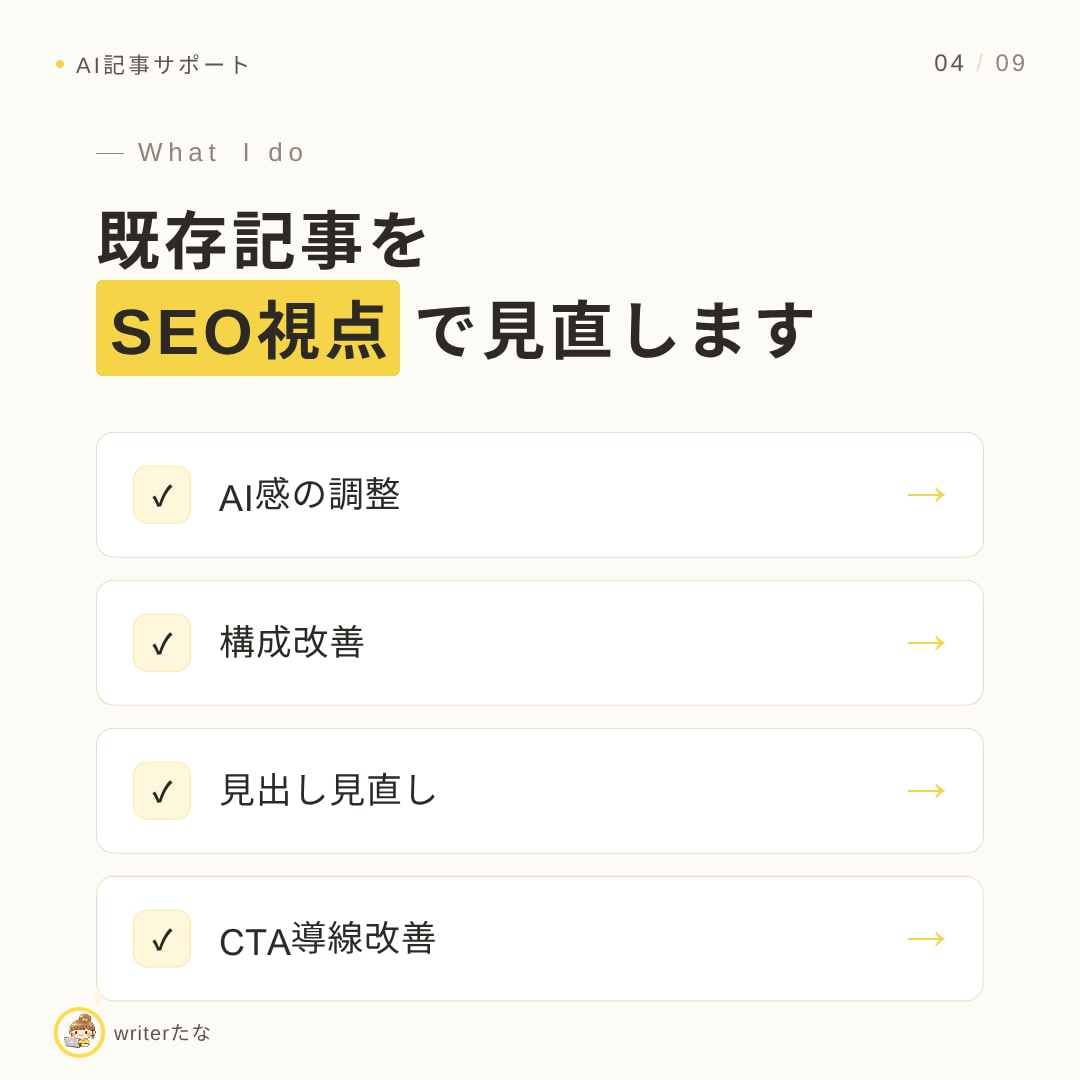 AI記事・既存記事をSEO視点でリライトします 「公開したのに伸びない」記事、見直しませんか？ イメージ4