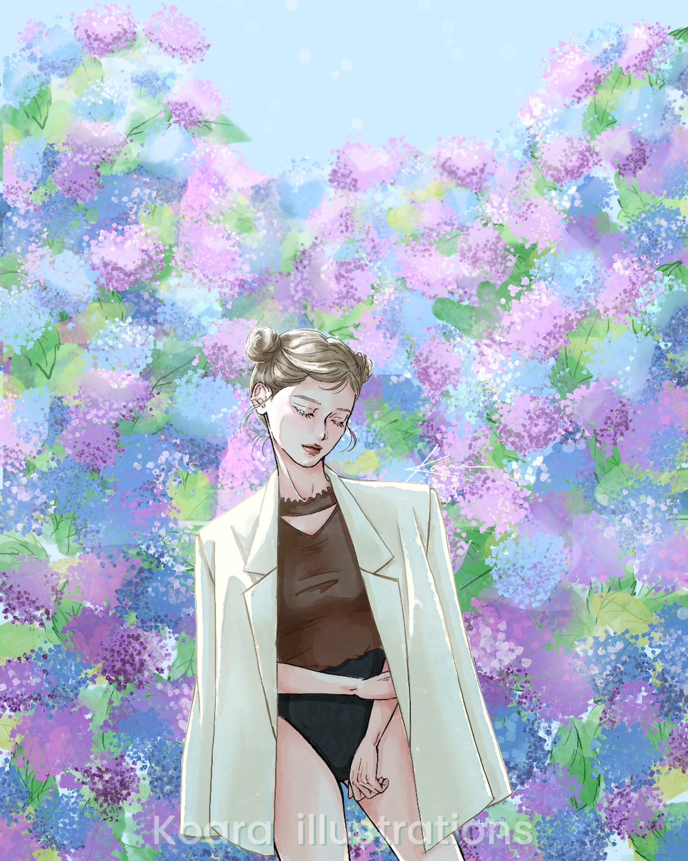 モード×透明感　雑誌の1ページのような絵を描きます 1枚絵・アイコン・挿し絵などジャンル問わずご相談ください イメージ2
