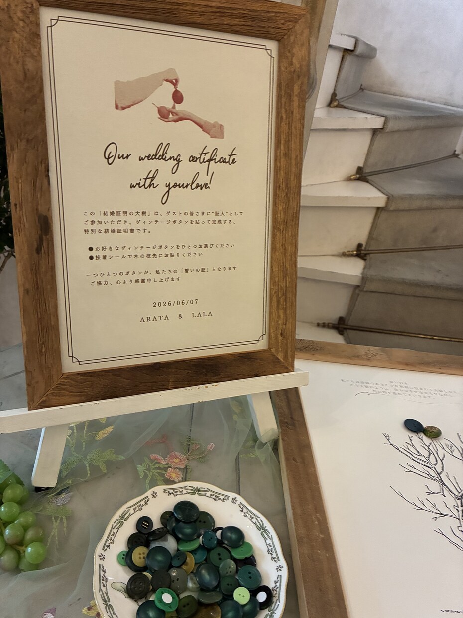 ヴィンテージボタン使用！結婚証明書制作します ゲスト一人ひとりの想いをのせて完成する参加型結婚証明書キット イメージ2