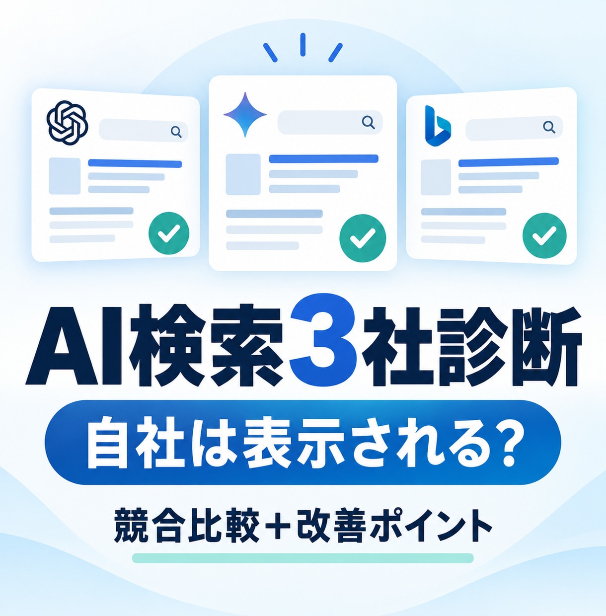 AI検索3社での表示状況を診断します ChatGPTなど3サービスの表示結果を報告 イメージ1