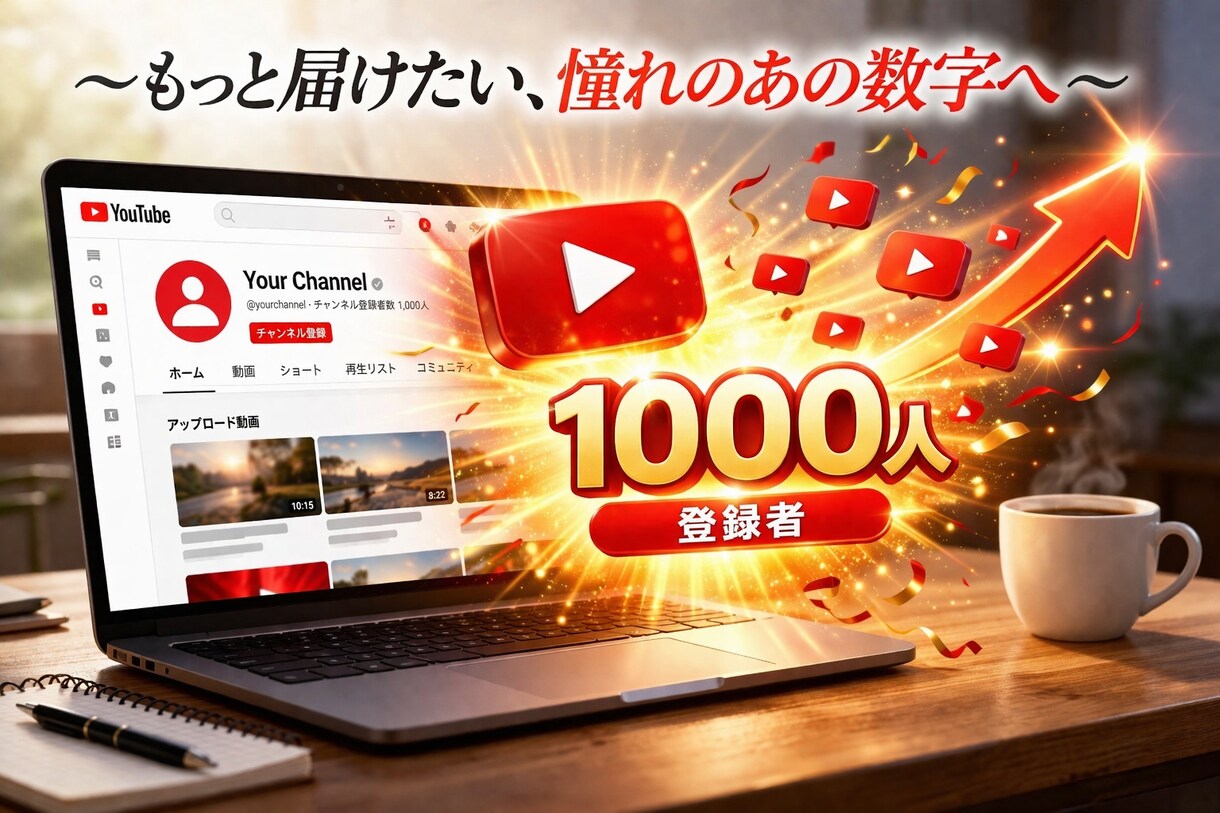 憧れのあの数字へ｜登録者向上サポートします YouTube ✦ チャンネル登録者＋1000人向上サポート イメージ1