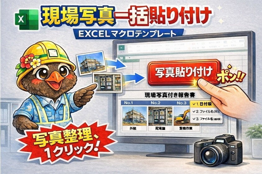 作業・点検向け｜Excel 写真付報告書を作ります 【業務用】エクセルマクロを使用した写真付き報告書作成ツール イメージ1