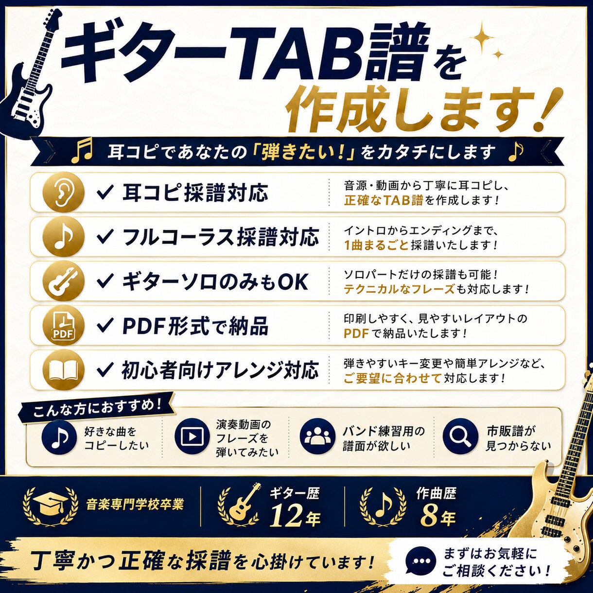 YouTube・音源からギターTAB譜を作成します あなたの曲や推しの曲を簡単に弾けるお手伝いをします！ イメージ4