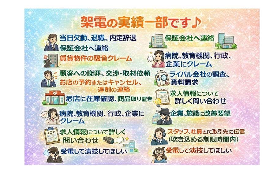 すぐOK★最安値★安心★女性がお電話代行します クレーム密告退職代行欠勤代行など様々な役でお電話代行します イメージ2