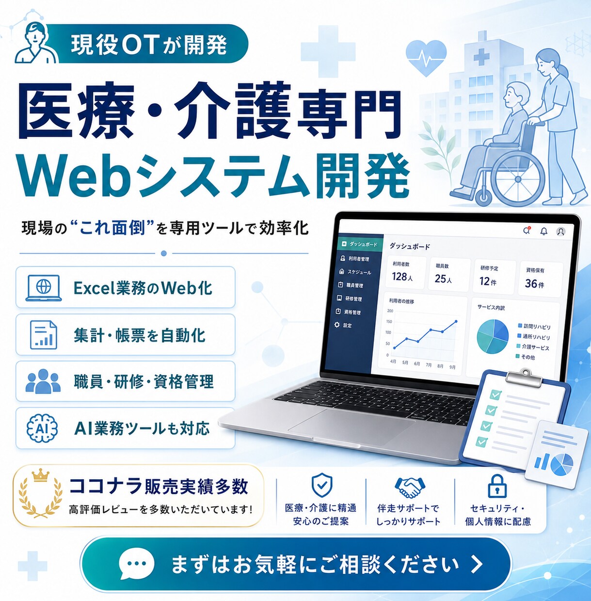 現役OTが医療・介護のWebシステムを開発します 現場の「これ面倒」を専用Webツールで効率化！ イメージ1