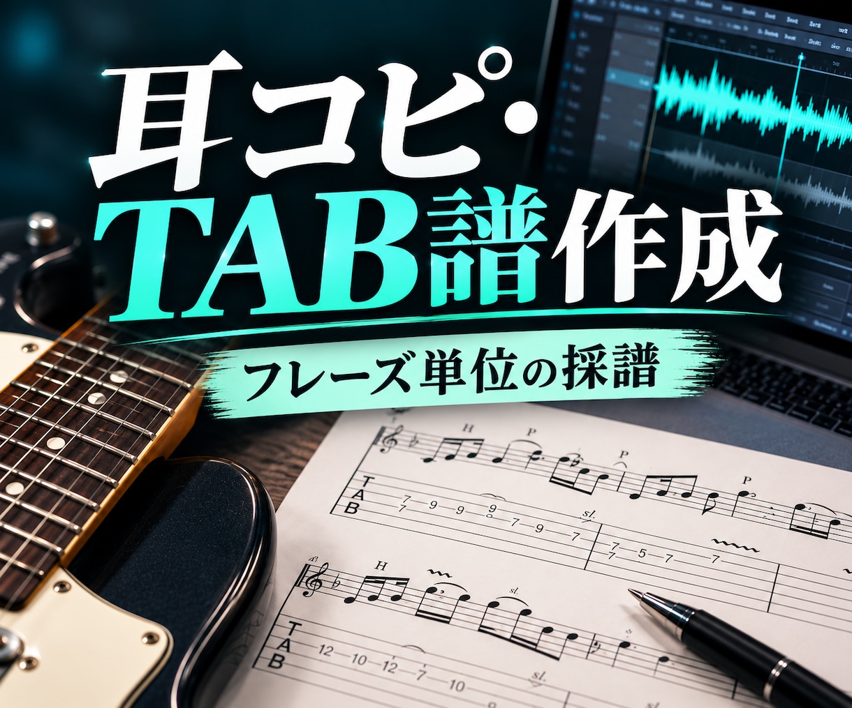 自作曲のギター耳コピ・TAB譜を作ります 練習に使いやすい、フレーズ単位の採譜 イメージ1