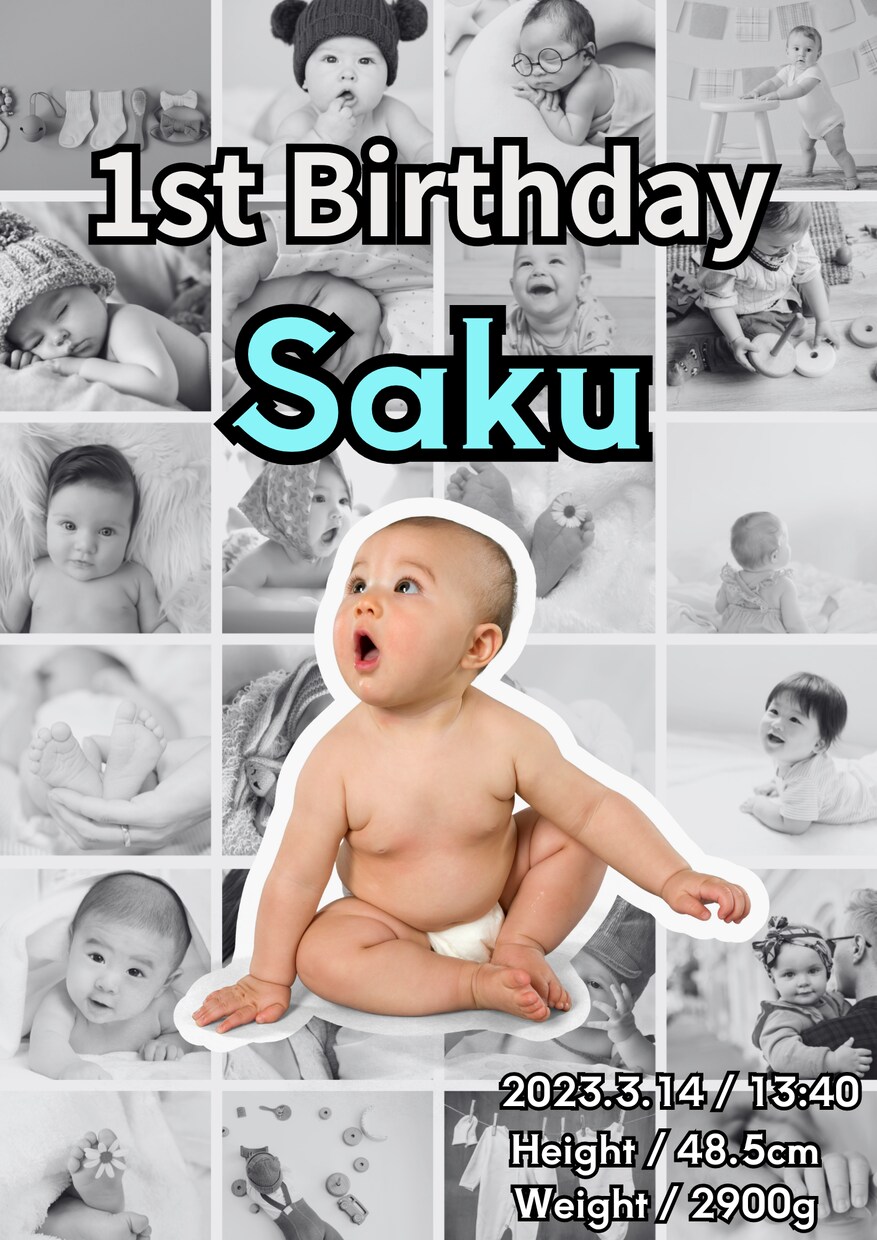 2パターン作成⚪︎成長写真作ります 百日記念やお誕生日記念などに！データ販売なので即日お渡し可 イメージ4