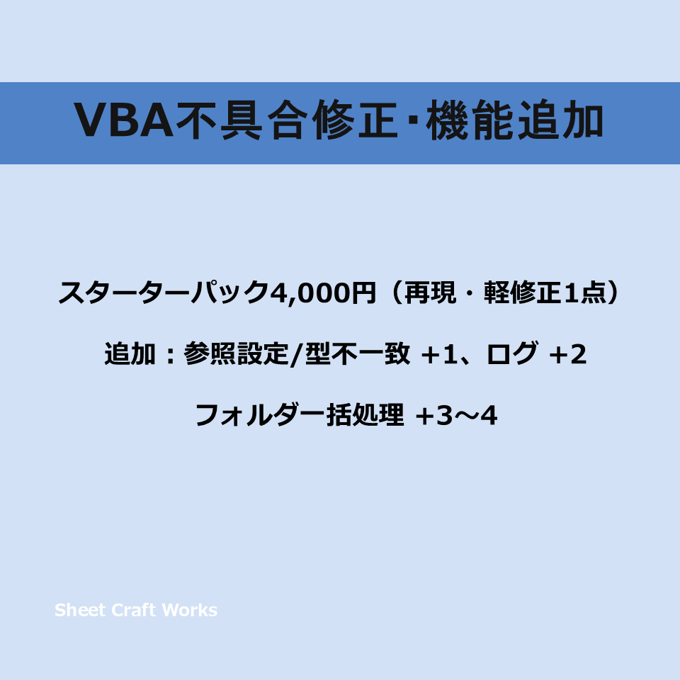 Excelマクロ（VBA）小修正・追加機能します 既存ブックの“ちょい直し”、“ちょい足し”に強い！ イメージ2
