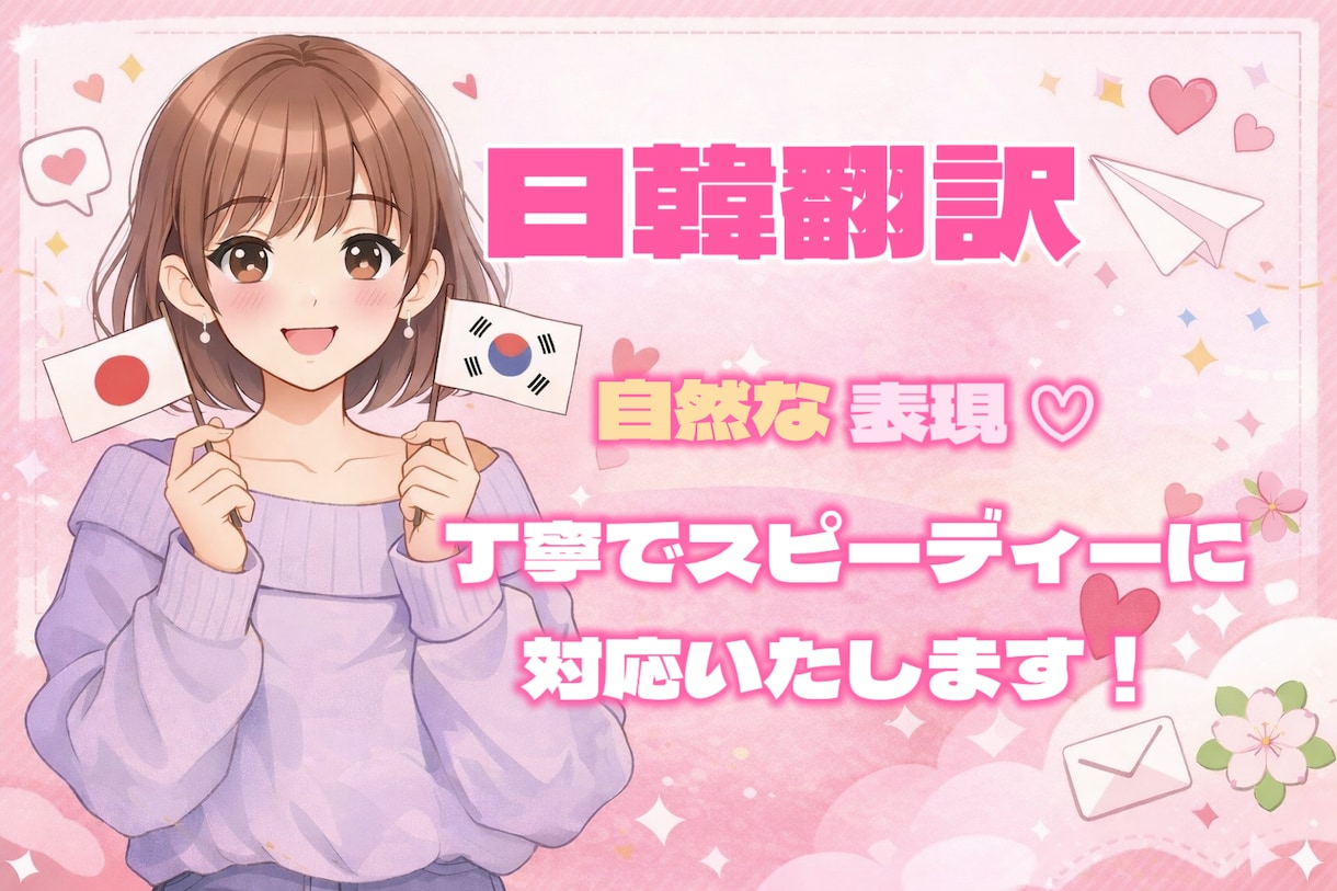 日韓翻訳｜会話・恋愛・SNS自然＆迅速に対応します 気持ちニュアンスまで伝わる日韓翻訳。恋愛文・会話文もお任せ イメージ1