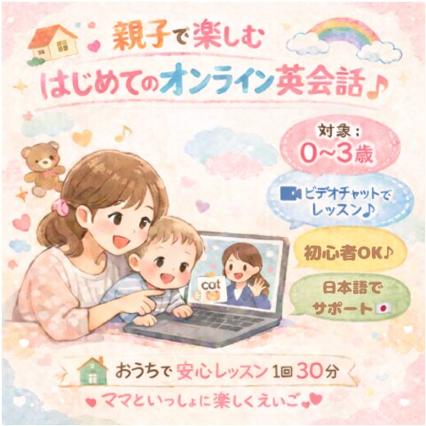 親子向け♪オンライン英会話レッスンをします 親子で一緒に少しずつ英語に慣れ親しみましょう♪ イメージ1