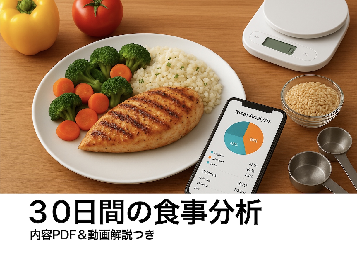 30日間の食事分析から痩せる為の戦略を見つけます 記録PDFとフィードバック動画つき！栄養士による食事分析 イメージ1