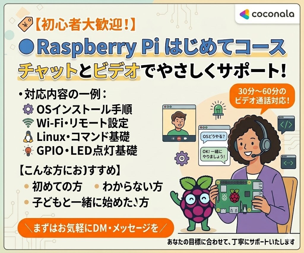 Raspberry Piの設定をサポートします Raspberry Piサポートコース イメージ1