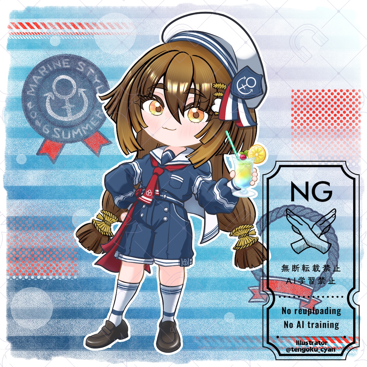 商用利用可！【マリン】ミニキャラを描きます ライバー活動をお手伝い！配信/パネル開け/アイコン/グッズ イメージ9