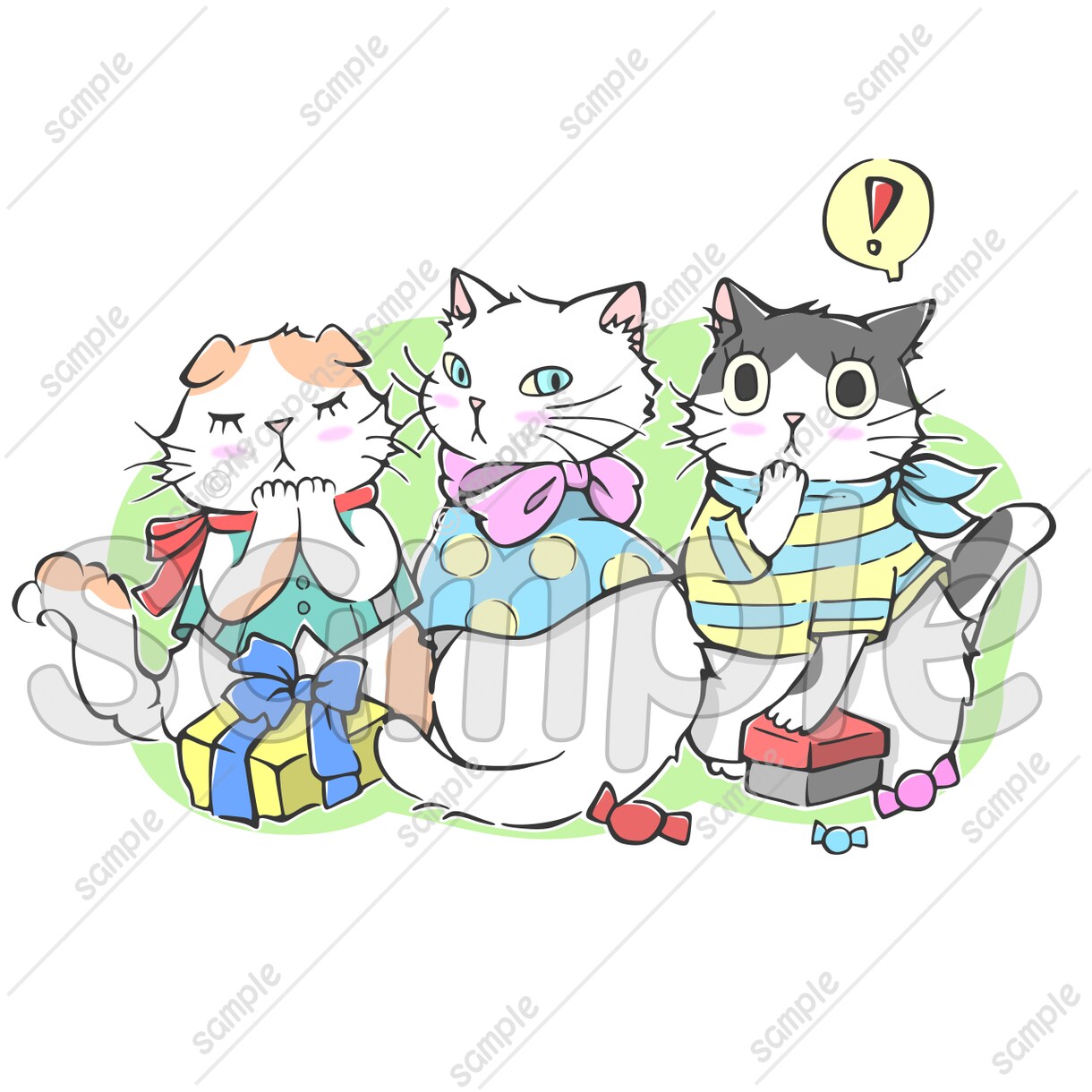 商用利用OK！猫の手書きイラスト販売しています SNS、パンフレットやチラシ、POP、名刺、印刷の素材に★A イメージ3