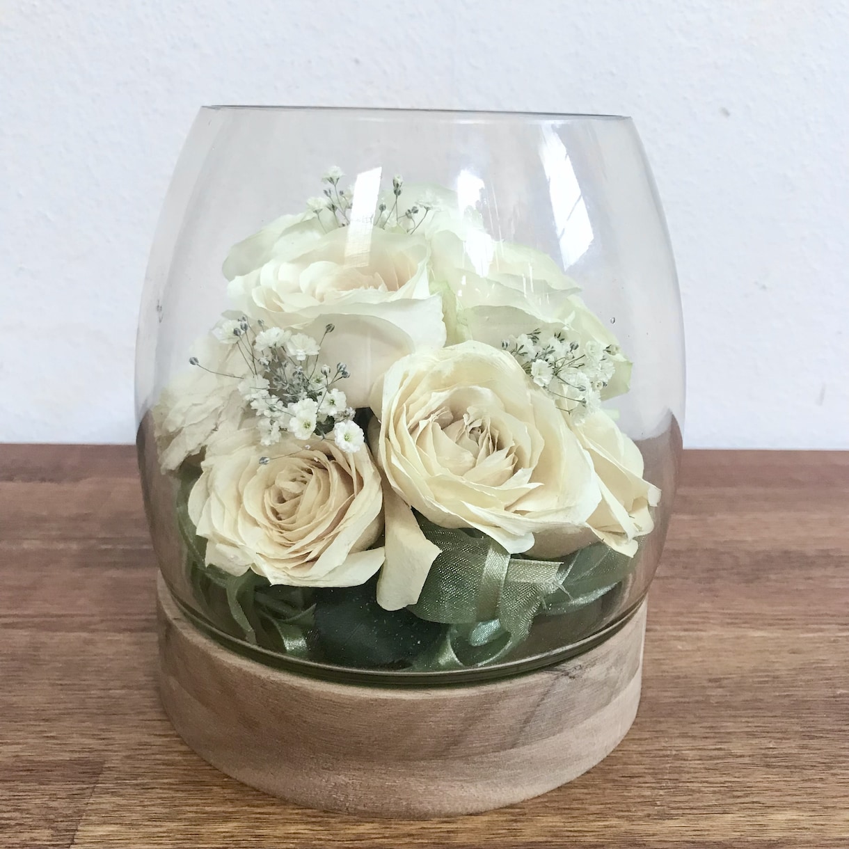 プロポーズの花束ウエディングブーケ記念花を残します 【ポットグラス】 特別な日の花を立体的に保存　ドライ加工 イメージ9