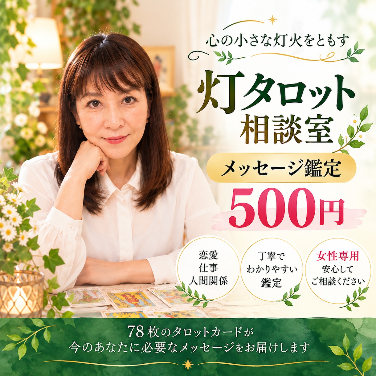 元大学教授がタロットでお悩みを丁寧に鑑定します 35年間の傾聴経験を生かした女性専用の文章鑑定 イメージ1