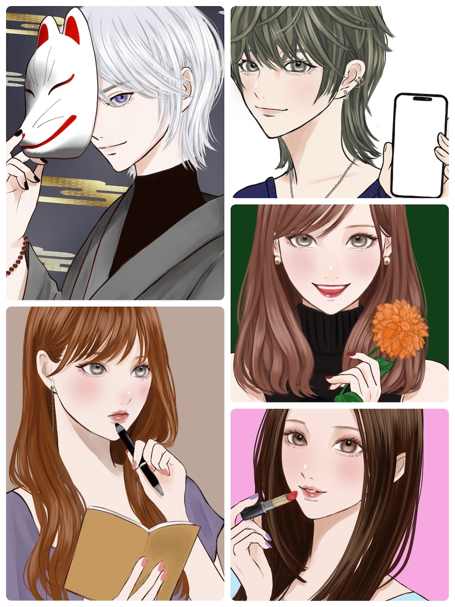 オシャレ大人可愛いアイコン、イラスト作成します 小物無料！色々な場面でお使いください イメージ4