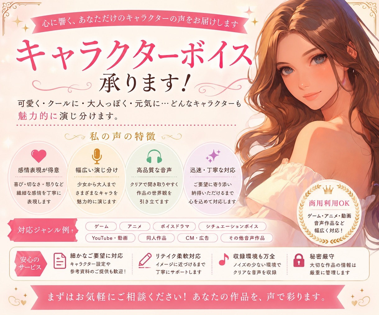 温度感のある演技、お届けします 心の動きが伝わる、自然で繊細なキャラクターボイス イメージ1