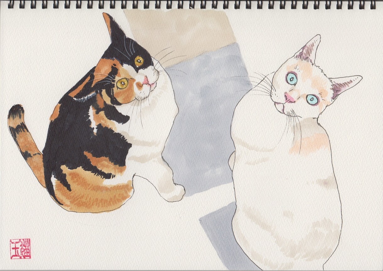 あなたのかわいいねこちゃんのイラストを描きます ちょっと和風テイストな個性的なねこちゃんイラストです。 イメージ6