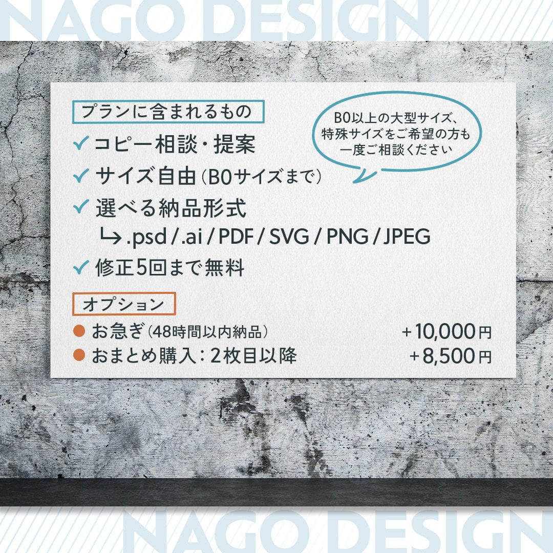 目を引く正確に伝えるポスター制作します サイズ自由｜コピー込み｜商品・サービスを魅力的に広告します！ イメージ4