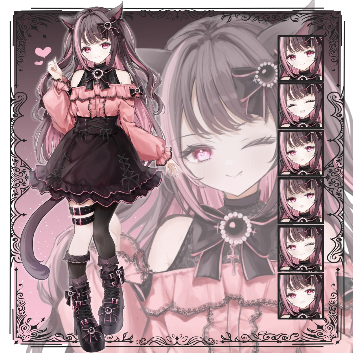 ねこみみ地雷系少女の立ち絵（完成品）を販売します TRPG、自作ゲーム、配信などにお使いいただけます！ イメージ1