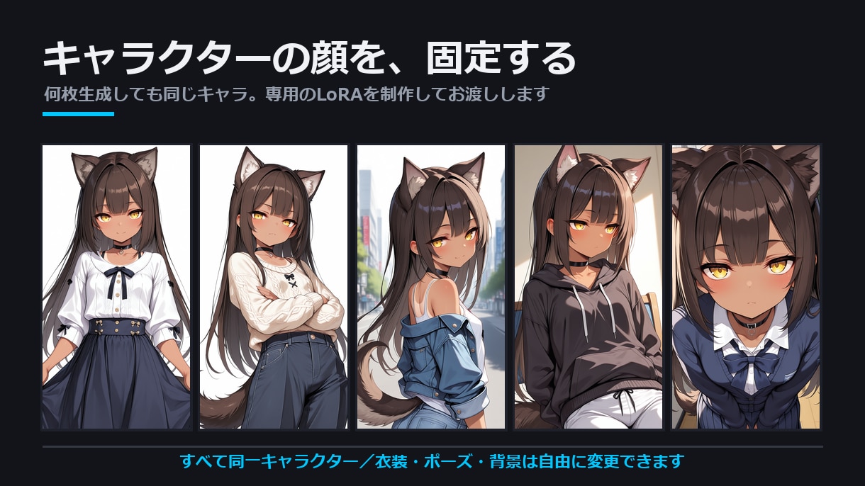 キャラクターLoRAを4体セットで制作します まとめ依頼限定！4キャラ分をお得なセット価格で イメージ1