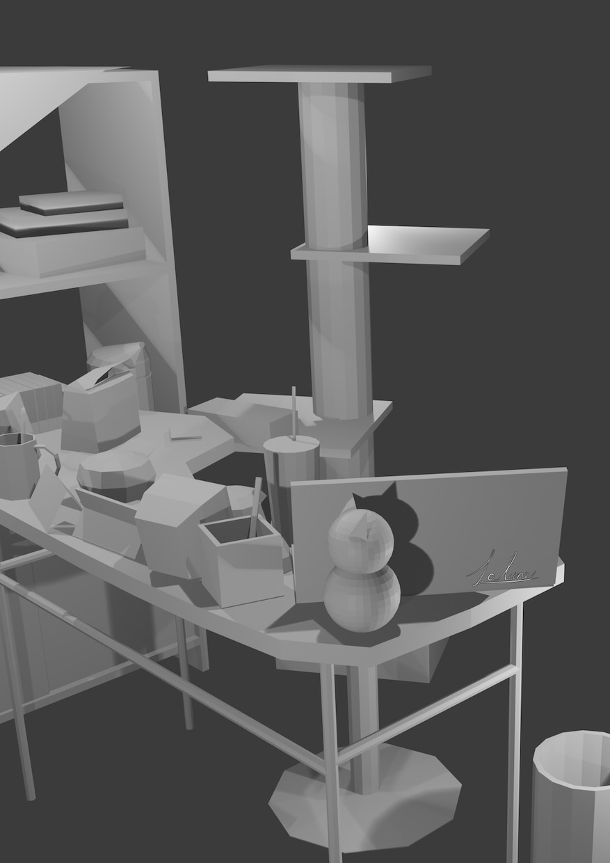 簡単３Dモデルで背景やアクセ、頭のアタリを作ります 無機物のアイテムや背景が簡単に描けるようになります！ イメージ2