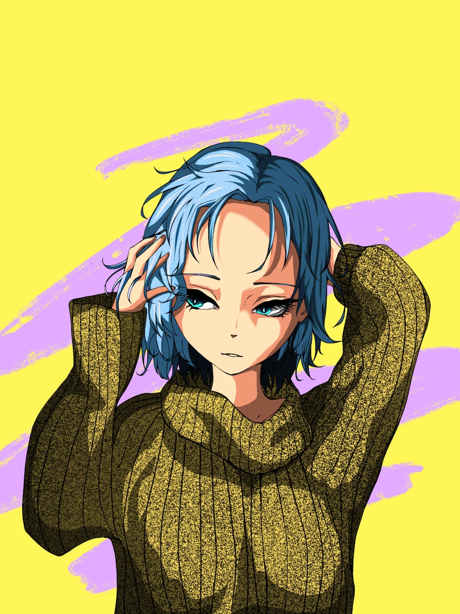 クールなイラスト制作します 【単色背景・色彩強め・クールなオリジナルキャラ】 イメージ6