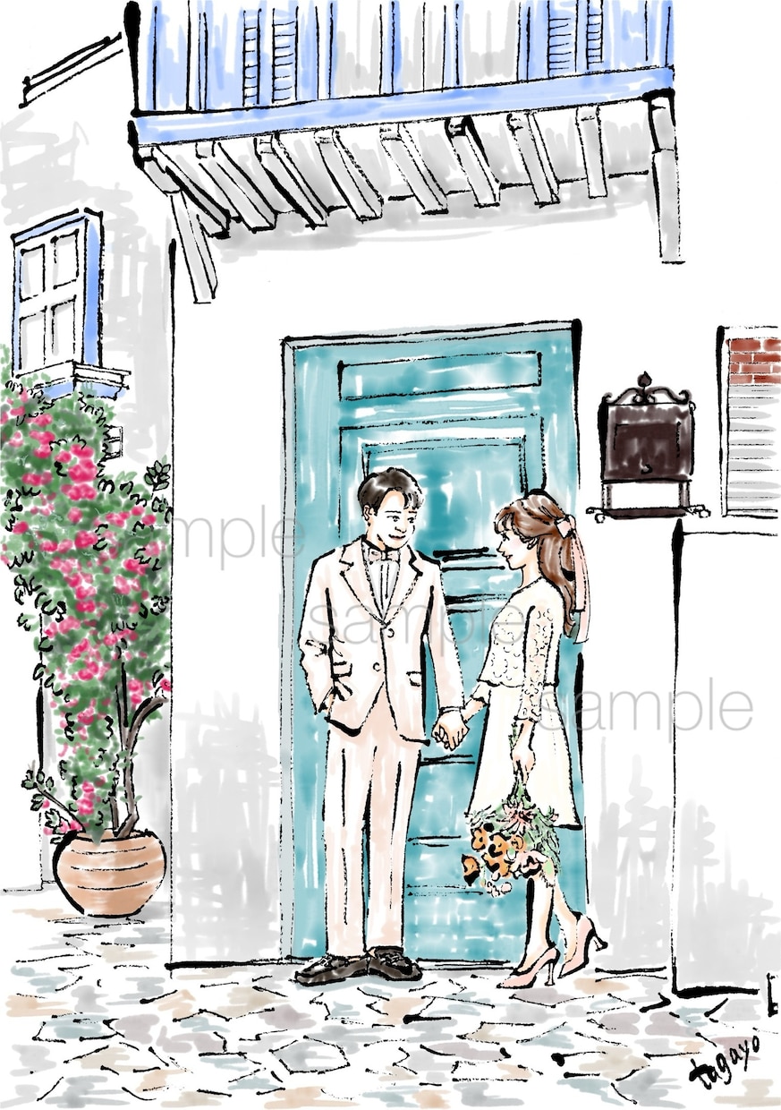 全身イラスト・ファッションイラストを描きます ニュアンスある線と水彩調の着彩でおしゃれな全身の似顔絵を作成 イメージ1