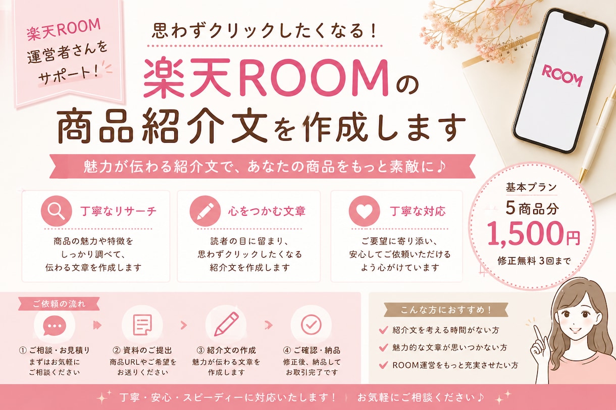楽天ROOMの商品紹介文を作成します 楽天ROOM運営を文章作成でサポートします！ イメージ1