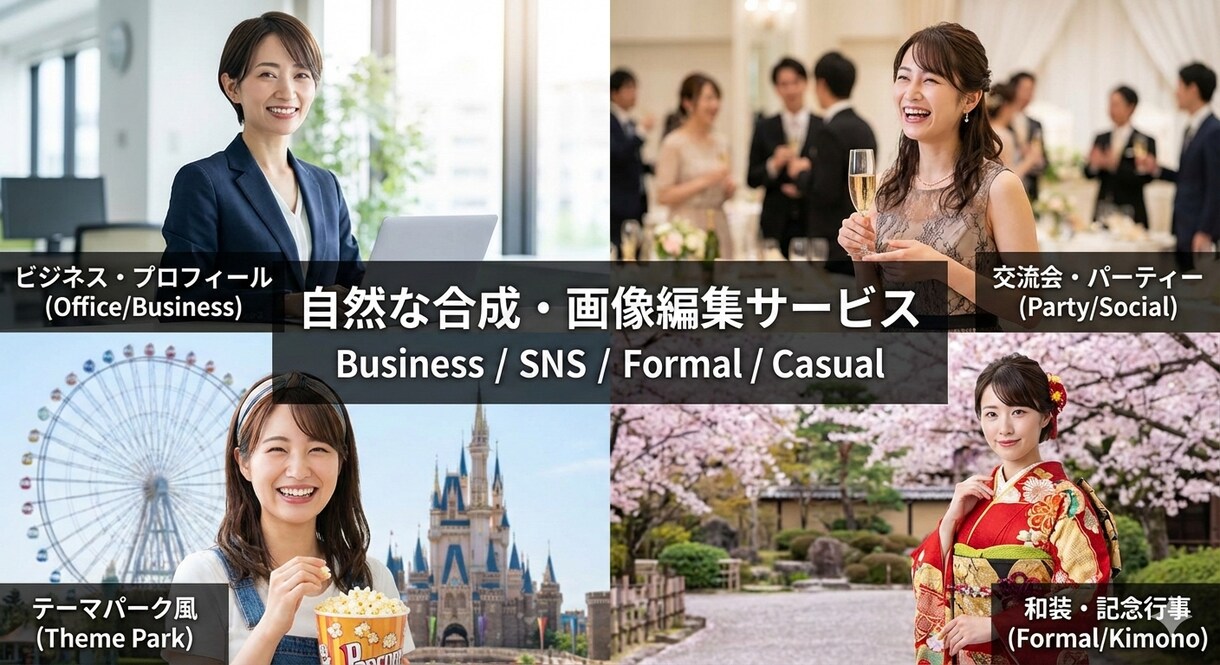 慰霊・結婚式・記念写真｜自然な写真合成・修正ます 大切な想いを、違和感のない一枚に。心を込めて仕上げます。 イメージ1