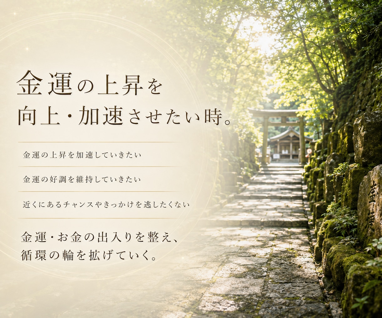 お金の循環を整え金運の上昇を加速します 【リピーター様向け】金運の流れを高め豊かさが巡り続ける状態へ イメージ2