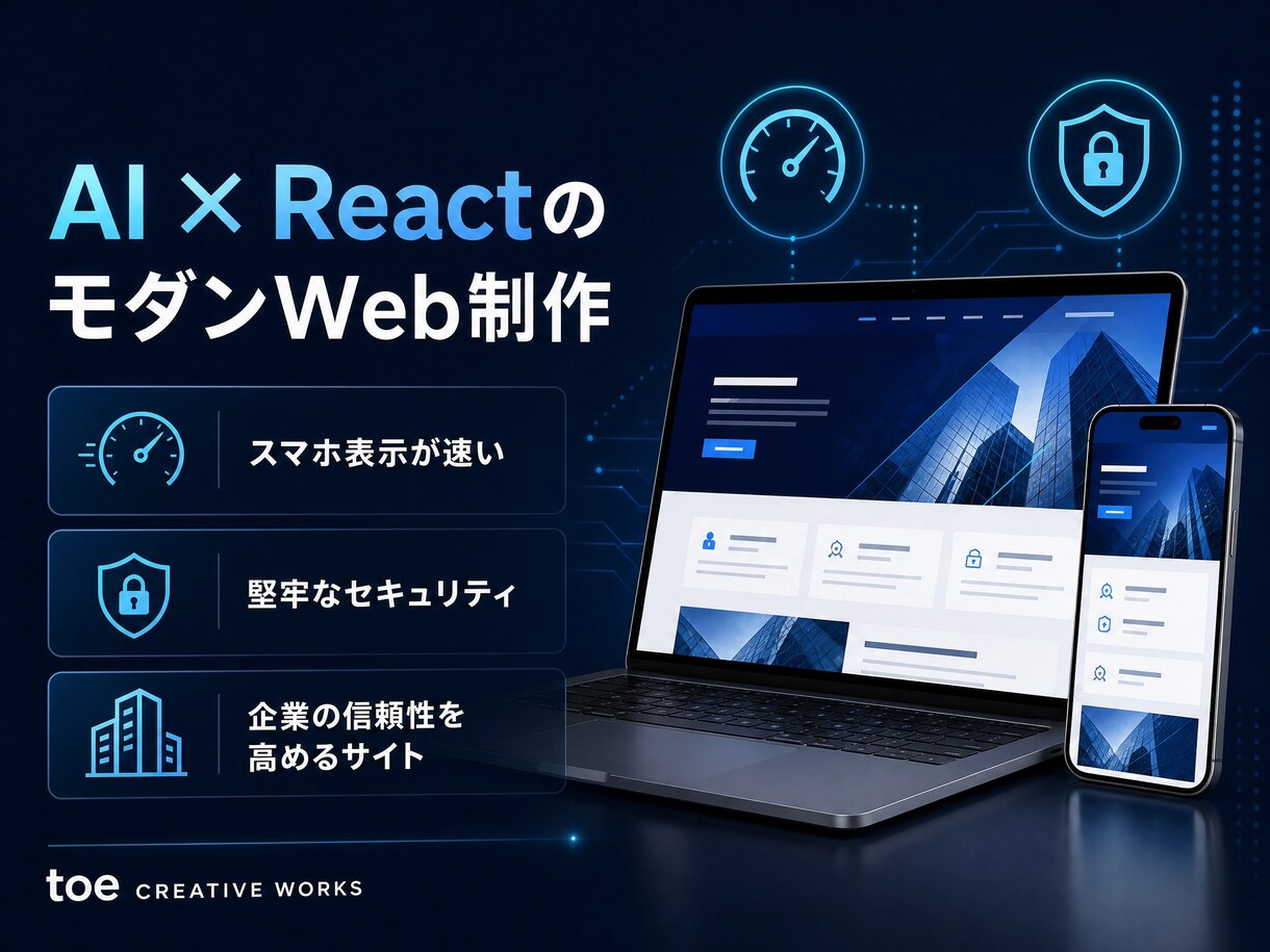 早期納品で信頼重視のコーポレートサイト制作します 最新AI×Reactで爆速かつ高セキュリティなWEBサイト イメージ2