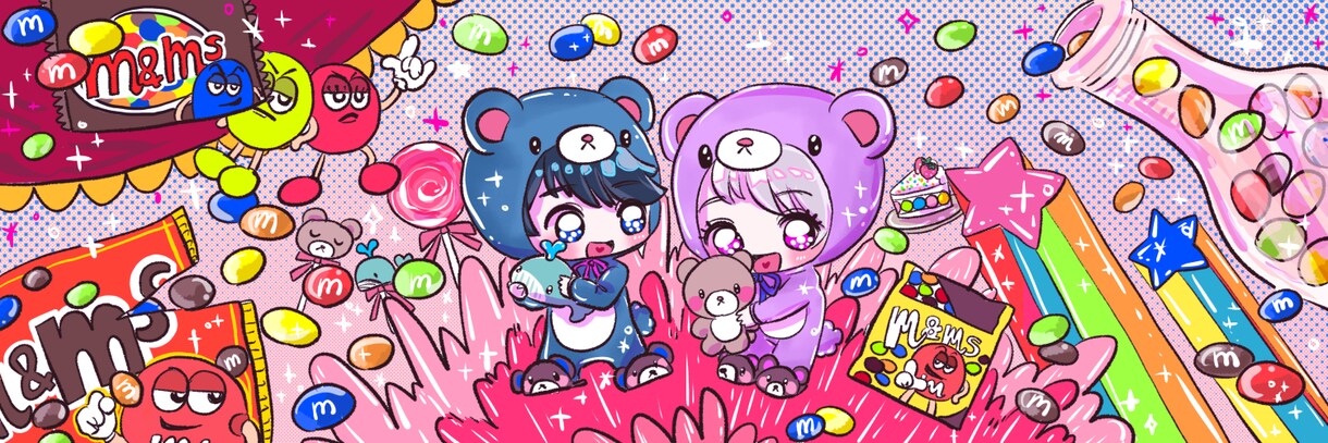 キラキラで可愛いTwitter用ヘッダー描きます キュートでポップでファンシー！ イメージ6