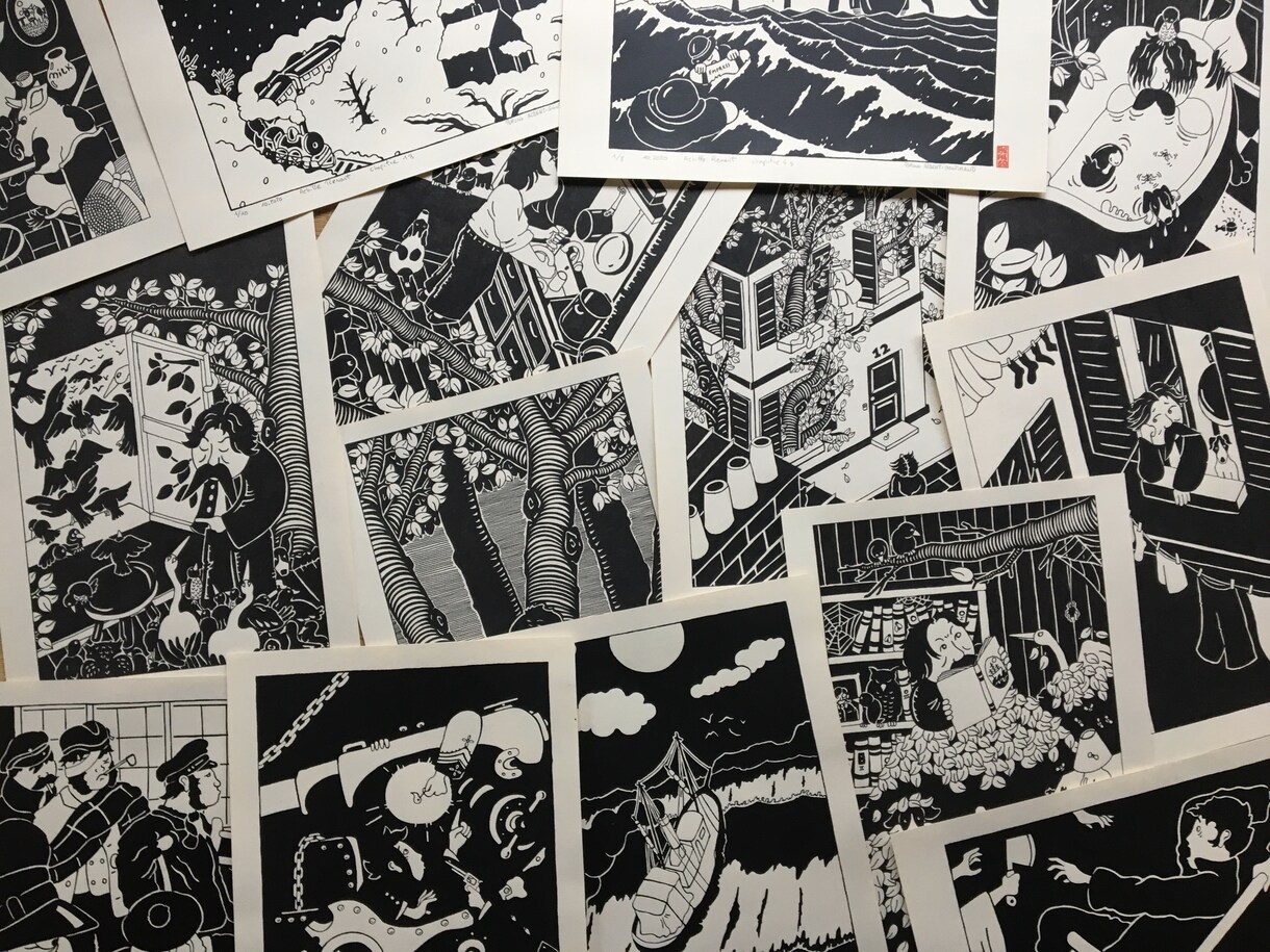 シンプルでインパクトがあるイラストを白黒で描きます ヨーロッパテイストで手描き独特の温かみを感じるスタイルです イメージ1