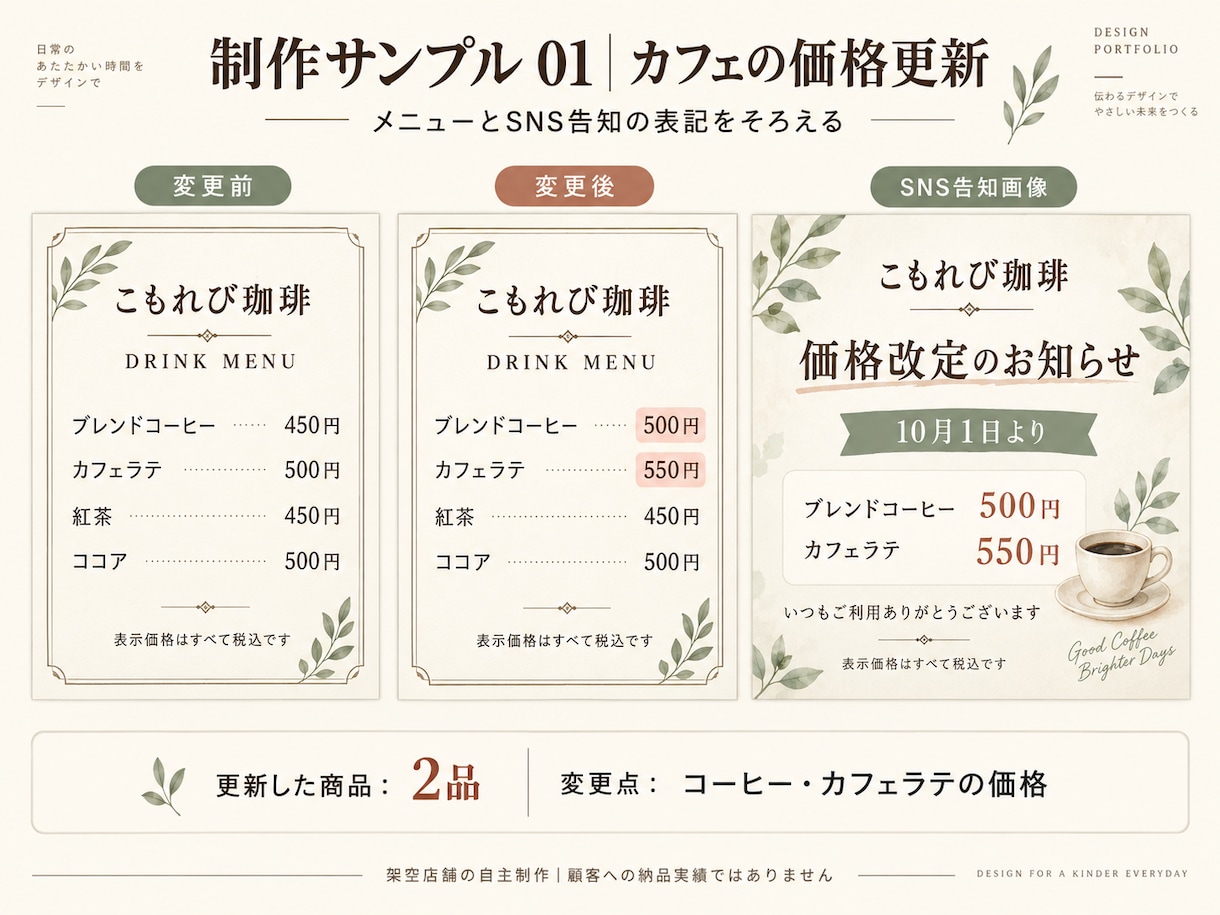 飲食店のメニュー更新と告知画像を制作します メニュー更新10項目＋選べる告知画像1点 イメージ2