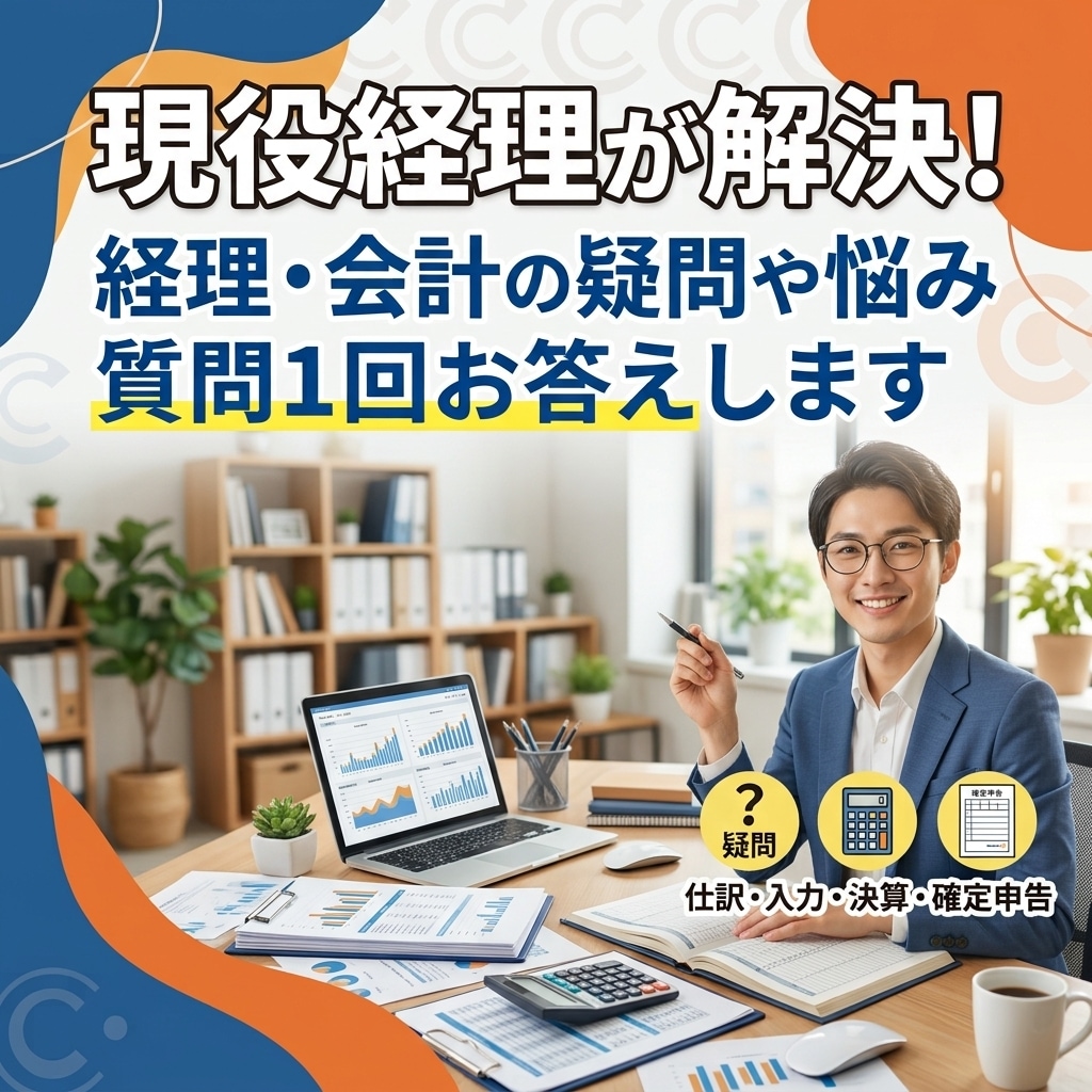 現役経理が解決！経理の疑問や悩みにお答えします 日々の帳簿・仕訳の疑問から決算処理まで、丁寧にサポートします イメージ1
