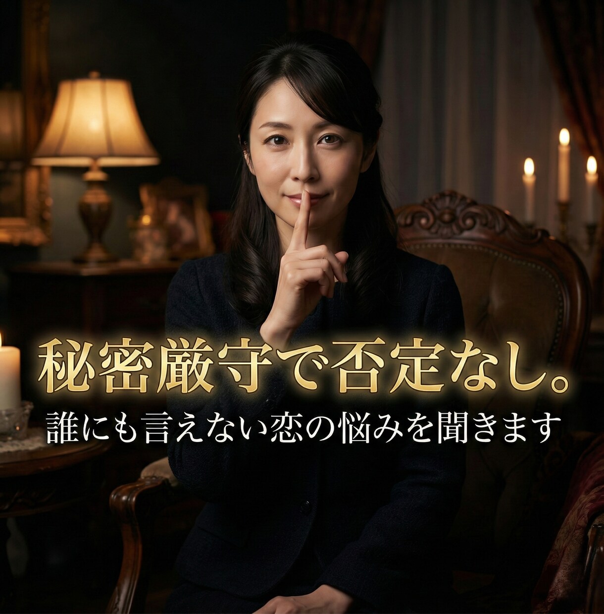 秘密厳守で否定なし。誰にも言えない恋の悩み聞きます 秘密厳守で安心。不倫・W不倫、どんな恋心も優しく受け止めます イメージ3
