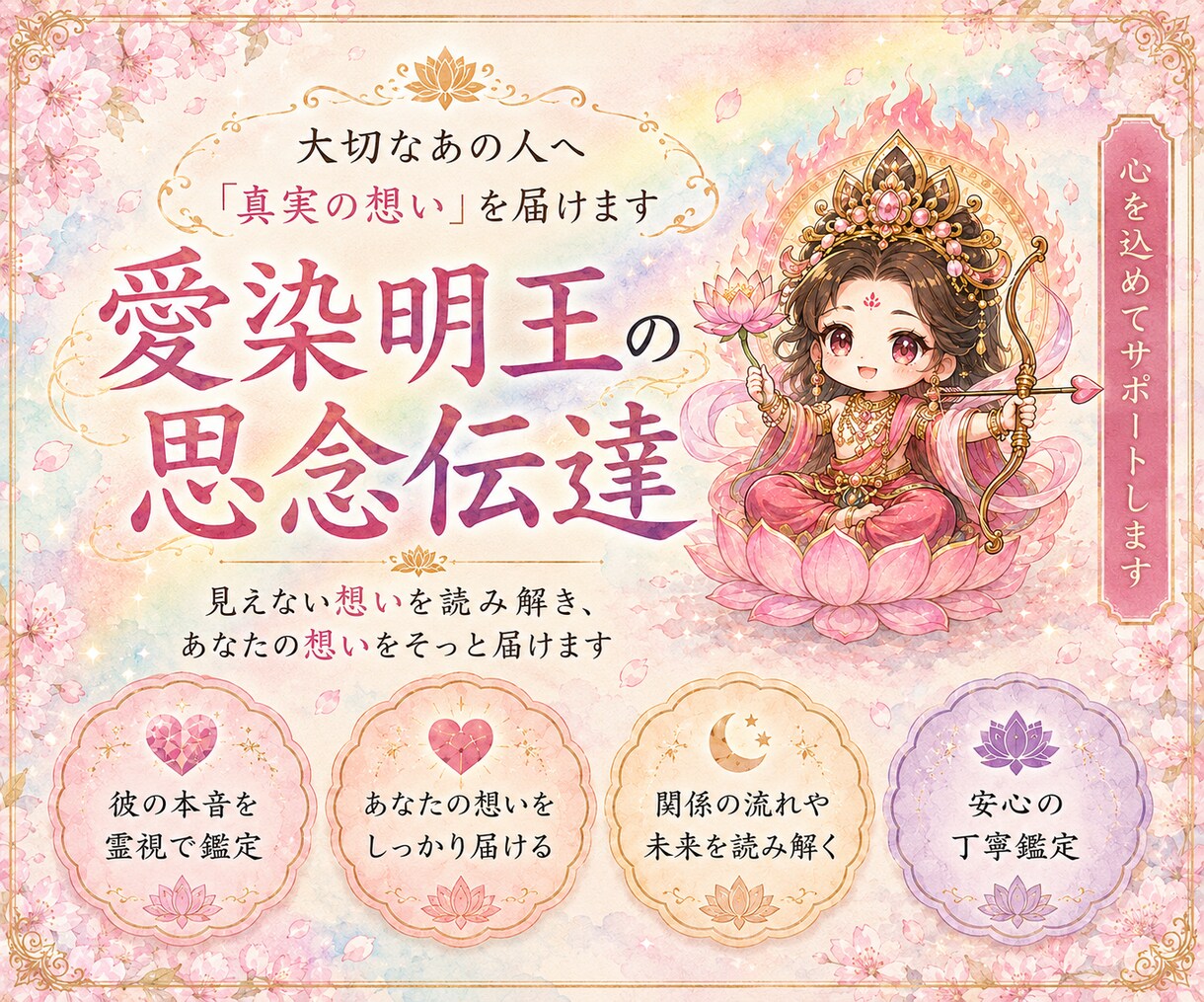 愛染明王で思念伝達✦大好きなあの人へ想いを届けます 【復縁・片思い・複雑愛・断縁】相手の潜在意識を霊視し思念注入 イメージ1